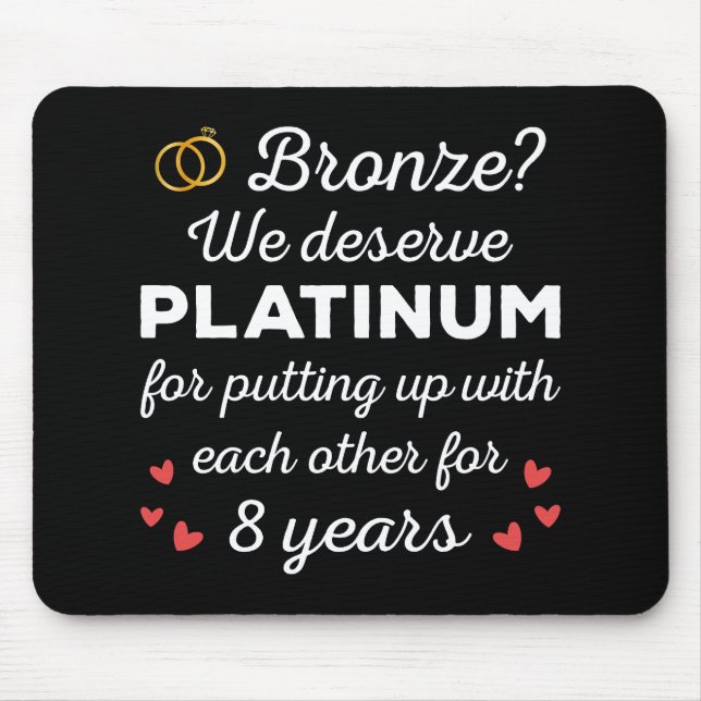 Tapis De Souris 8ème anniversaire Mariage I - Bronze Funny Couple (Devant)