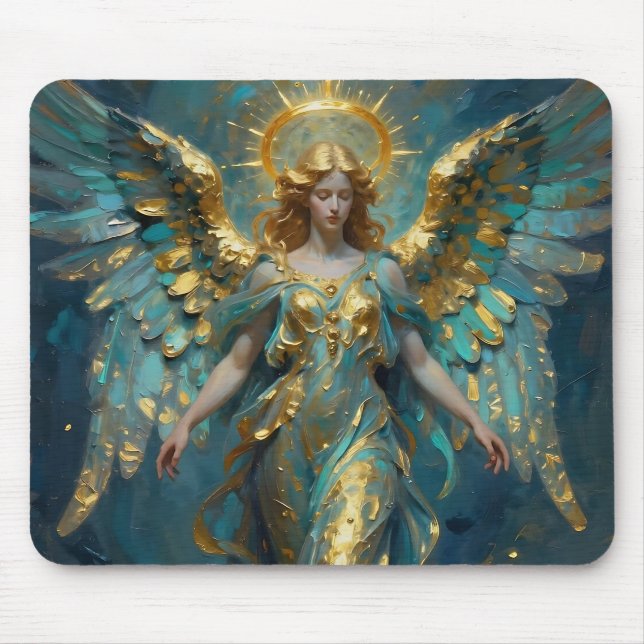 Tapis De Souris A Beautiful Gold and Turquoise Angel  (Devant)