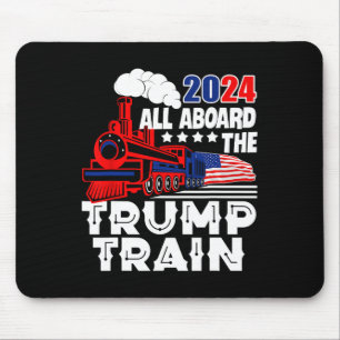 Tapis De Souris À bord du Trump Train 2024 Drapeau américain Trump