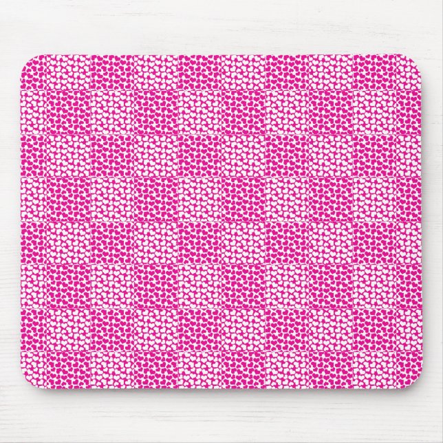 Tapis De Souris à damiers Amour en Magenta et Blanc (Devant)