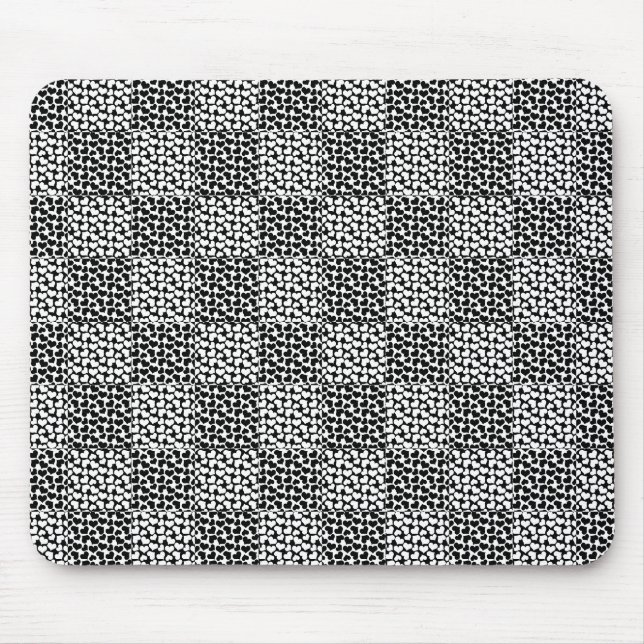 Tapis De Souris à damiers Amour en noir et blanc (Devant)