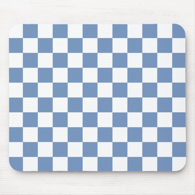 Tapis De Souris à damiers bleu/gris et blanc (Devant)