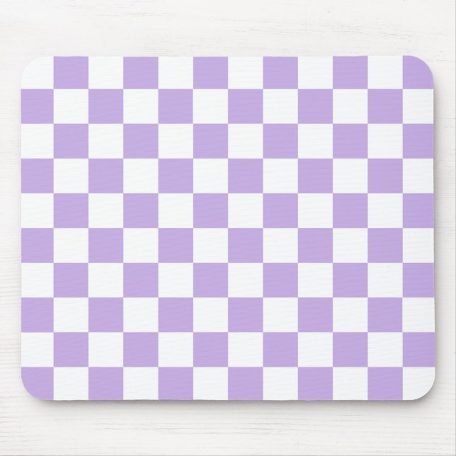 Tapis De Souris à damiers Lavande et blanc (Devant)