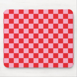 Tapis De Souris à damiers rose et rouge