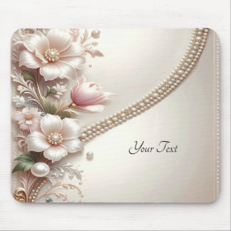 Tapis de souris à embellissements floraux et perlé