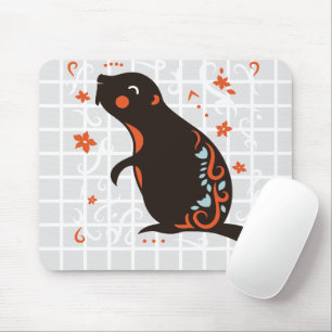 Tapis de souris à grille de loutre mignonne d'art