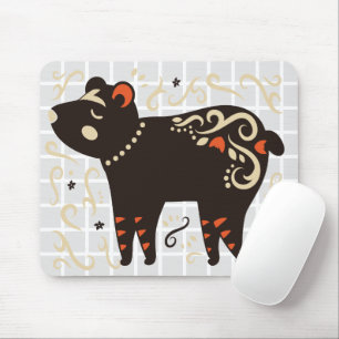 Tapis de souris à grille d'ours d'art folklorique
