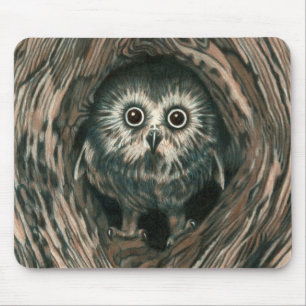 Tapis De Souris "À la maison hibou Mousepad dans trou"