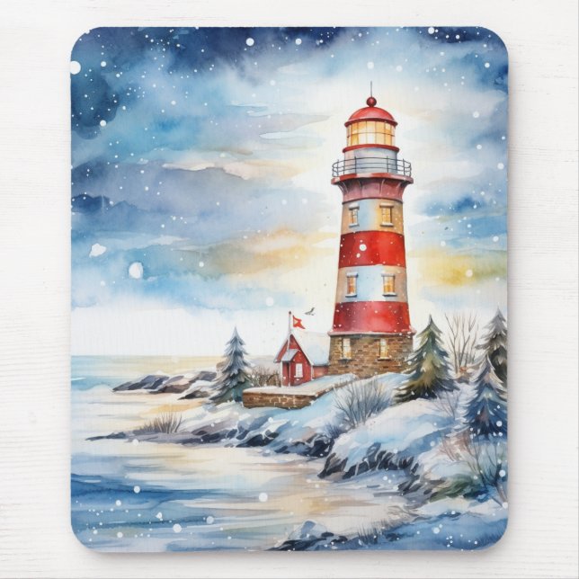 Tapis De Souris A Lighthouse in Winter (Devant)