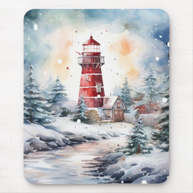 Tapis De Souris A Lighthouse in Winter (Devant)