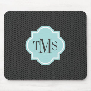 Tapis de souris à monogramme 3 lettres gris et sar