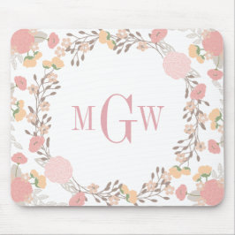 Tapis de souris à monogramme botanique floral joli