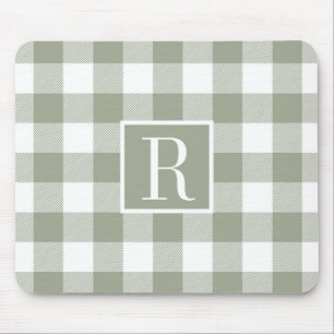 Tapis de souris à monogramme initial Moderne Vert