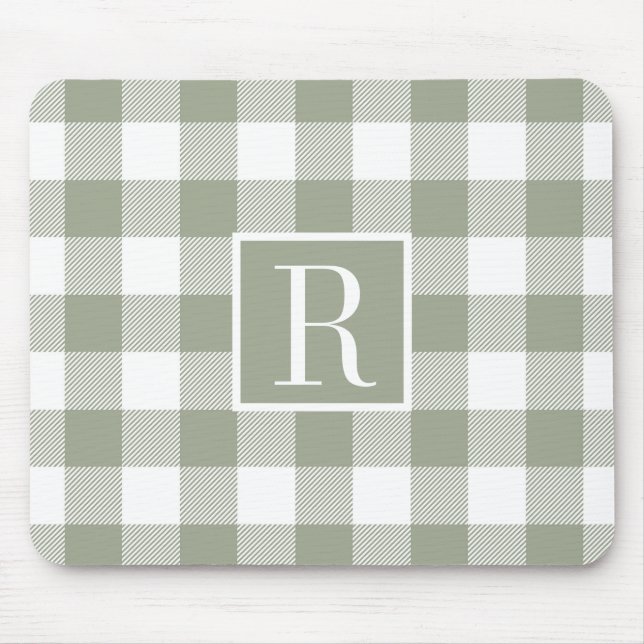 Tapis de souris à monogramme initial Moderne Vert  (Devant)