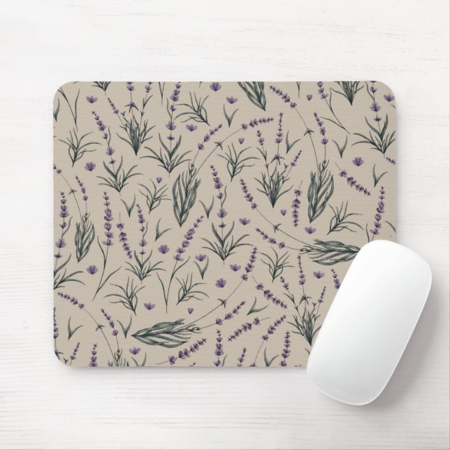 Tapis de souris à motif botanique de lavande (Avec souris)
