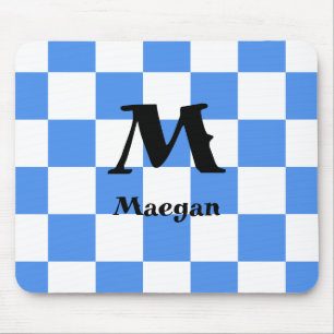 Tapis de souris à motif carreaux bleus