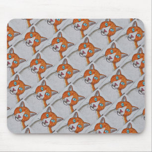 Tapis de souris à motif de chat orange et blanc