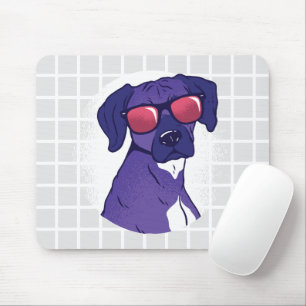 Tapis de souris à motif de chien cool avec lunette