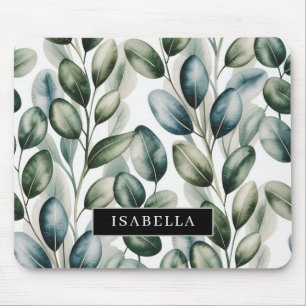 Tapis de souris à motif de feuilles d'eucalyptus a