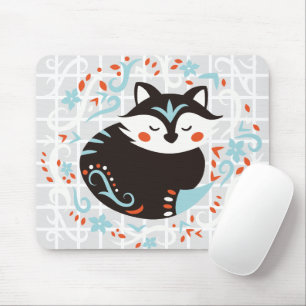 Tapis de souris à motif de renard bouclé en art fo
