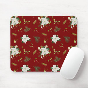 Tapis de souris à motif floral accrocheur rouge pr