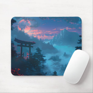 Tapis de souris à porte Torii japonaise mystique