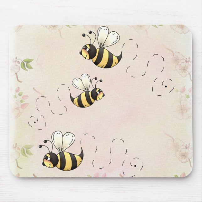 Tapis De Souris Abeilles du pays et roses roses roses (Devant)