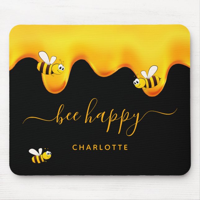 Tapis De Souris Abeilles noires joyeux bosse abeilles doux miel mo (Devant)