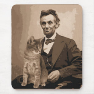 Tapis De Souris Abraham Lincoln et son chat "Dixie "