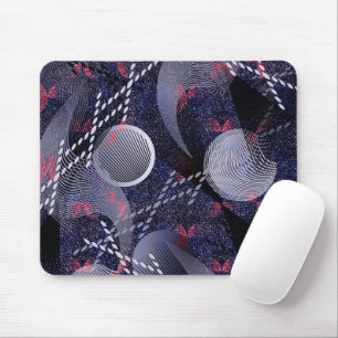 Tapis De Souris Abréviation géométrique bleue et rouge.