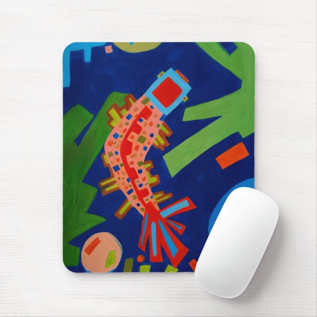 Tapis De Souris abstraction, poisson, carpe, cubisme, (Avec souris)