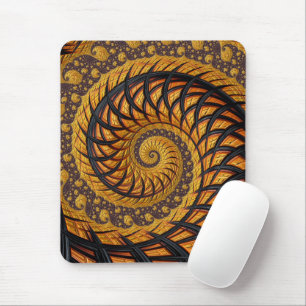 Tapis De Souris Abstrait Black Gold Spiral Fractal