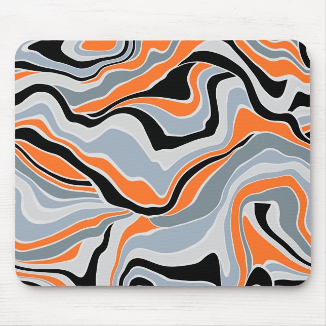 Tapis De Souris Abstrait gris noir et fluide orange (Devant)