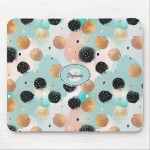 Tapis De Souris Abstrait moderne Brushstroke & Polka Dot Motif