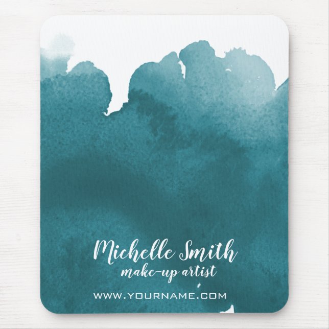 Tapis De Souris Abstrait turquoise aquarelle splash maquiller art (Devant)