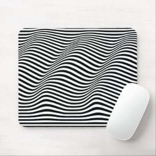 Tapis De Souris Abstrait Zebra rayures noir et blanc