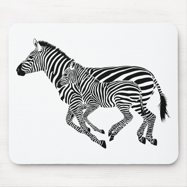Tapis De Souris Abstrait Zebras mère et enfant (Devant)