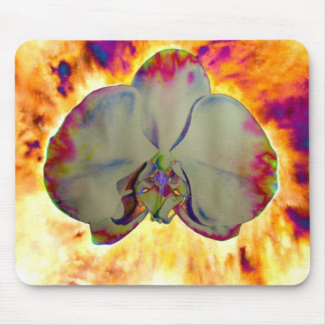 Tapis De Souris Abstraite peinture d'orchidée tropicale fleurie (Devant)
