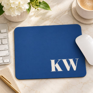 Tapis De Souris Accessoire de bureau classique à monogramme bleu