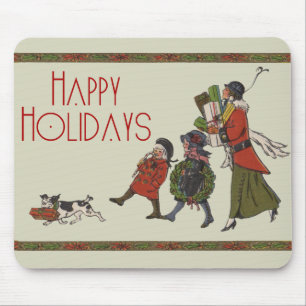 Tapis De Souris Achats de Noël vintage en famille, plaisir garanti