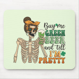 Tapis De Souris Acheter Me Bière Verte - Squelette   Saint Patrick