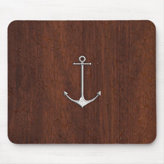 Tapis De Souris Acier Ancre en acajou marin humide (Devant)