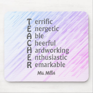 Tapis De Souris Acronyme pour Enseignants Nom Purple Abstrait