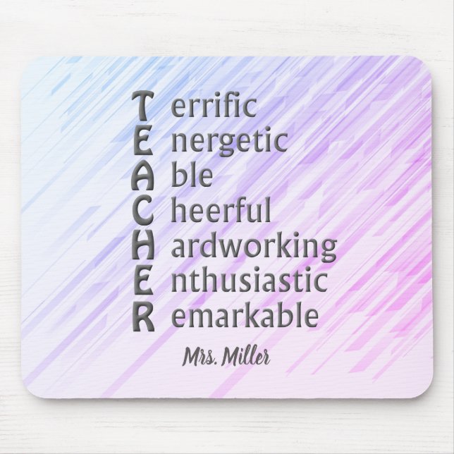 Tapis De Souris Acronyme pour Enseignants Nom Purple Abstrait (Devant)