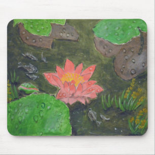 Tapis De Souris Acrylique sur toile, fleur de nénuphar rose