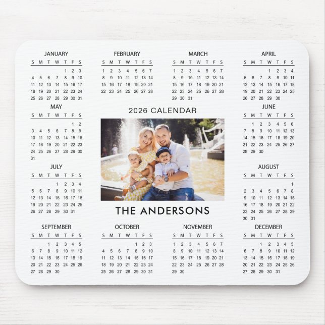 Tapis De Souris Add Your Own Family Photo 2026 Calendar |  (Devant)