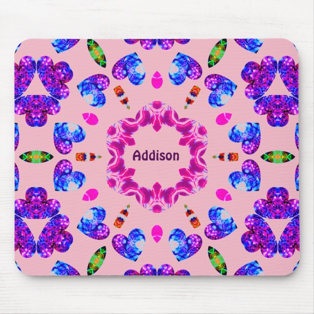 Tapis De Souris ADDISON~ Glittering Heart Motif ~ Personnalisé ~ (Devant)