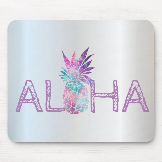 Tapis De Souris Adorable Aloha Hawaïen Pineapple, Argent (Devant)