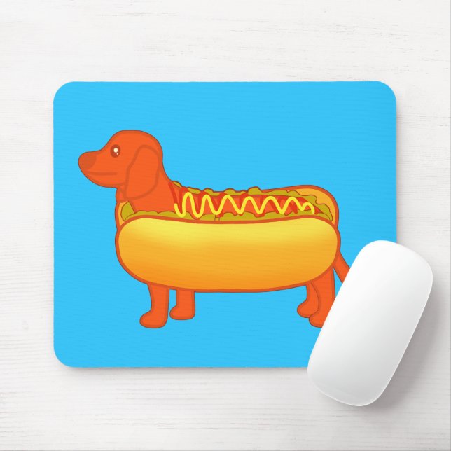 Tapis De Souris Adorable Dachshund Hot Dog (Avec souris)