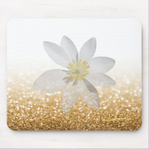 Tapis De Souris Adorable Féminin,Fleur de marguerite ,Pailleté,Flo